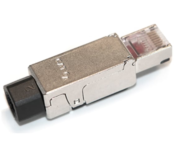 Разъем Hyperline PLUF-8P8C-S-C6-SH RJ-45 (8P8C) под витую пару, полевая заделка, категория 6, экранированный, для одножильного кабеля (внешний диаметр кабеля 6-8 мм, 23-26 AWG), накручивающи
