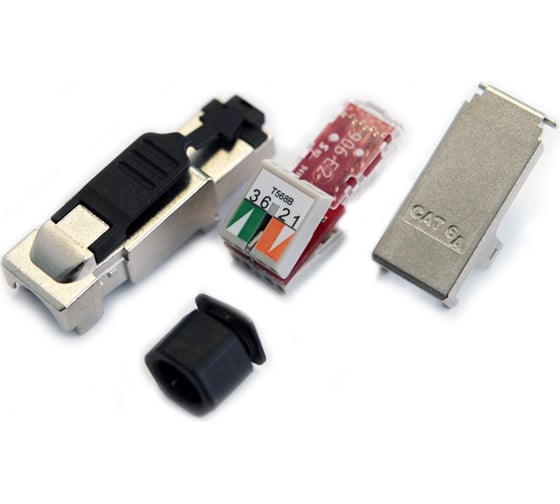 Разъем Hyperline PLUF-8P8C-S-C6-SH RJ-45 (8P8C) под витую пару, полевая заделка, категория 6, экранированный, для одножильного кабеля (внешний диаметр кабеля 6-8 мм, 23-26 AWG), накручивающи
