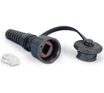 Промышленный разъем Hyperline PLUG-IE-8P8C-PV-C6 RJ-45 (8P8C) под витую пару, IP67, категория 6, с защитной крышкой 46566