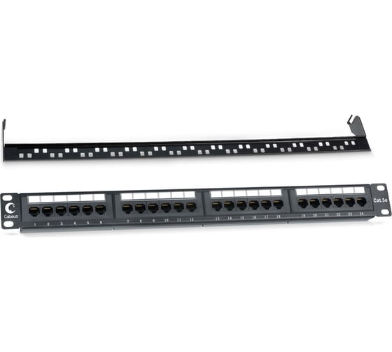 IDC Патч-панель Cabeus 19" (1U), 24 порта RJ-45, категория 5e, Dual IDC, с задним кабельным организатором PL-24-Cat.5e-Dual