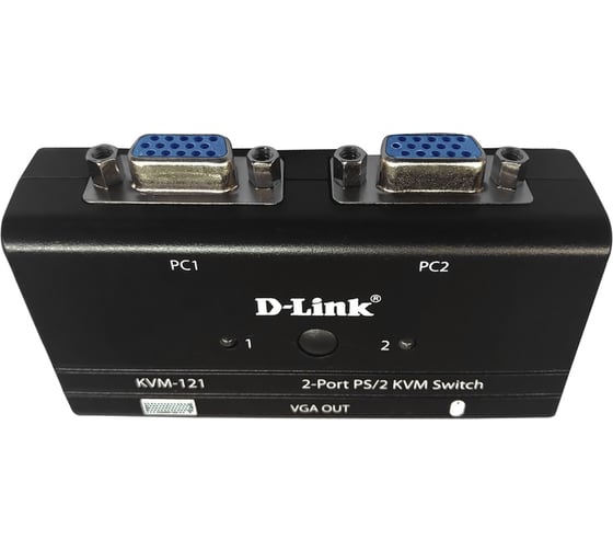 2-портовый kvm-переключатель d-link с портами vga и ps/2 KVM-121/B1A 1