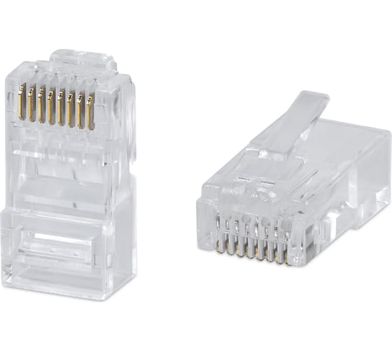 Универсальный коннектор RJ-45 Cabeus быстрой установки под витую пару, категория 6, (для одножильного и многожильного кабеля) 100 шт 8P8C-C6(1.20)-FC 1