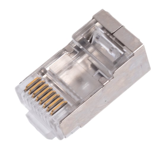 Экранированный коннектор RJ-45 под витую пару Cabeus категория 6/7, для многожильного кабеля, для проводников с толщиной по изоляции до 1,05 мм, 100 шт 8P8C-SH-C6-TWP