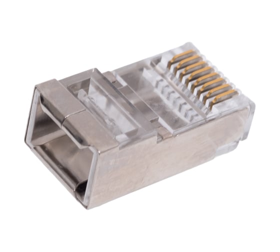 Экранированный коннектор RJ-45 под витую пару Cabeus категория 6/7, для многожильного кабеля, для проводников с толщиной по изоляции до 1,05 мм, 100 шт 8P8C-SH-C6-TWP