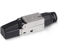 Экранированный коннектор Cabeus с фиксатором кабеля и колпачком RJ-45(8P8C) под витую пару, категория 7, для одножильного кабеля, со вставкой 100 шт 8P8C-SH-C7-TWP-F