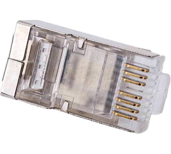 Экранированный коннектор RJ-45 Cabeus быстрой установки под витую пару, категория 6, для многожильного кабеля 100 шт 8P8C-SH-C6-FC