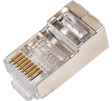 Экранированный универсальный коннектор RJ-45 Cabeus быстрой установки под витую пару, категория 5e, (для одножильного и многожильного кабеля) 100 шт 8P8C-SH-FC