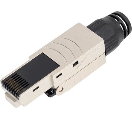 Экранированный коннектор Cabeus с фиксатором кабеля и колпачком RJ-45(8P8C) под витую пару, категория 6, для одножильного кабеля, со вставкой 100 шт 8P8C-SH-C6-TWP-F