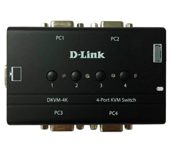 4-портовый kvm-переключатель d-link с портами vga и ps/2 DKVM-4K/B2B 1
