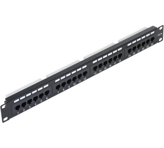 Коммутационная панель ULAN 19", 1U, 24 порта, Кат.5e Класс D, 100МГц, RJ45/8P8C, 110/KRONE, T568A/B, неэкранированная, черная NETLAN UEC-URP-24-UD2 1