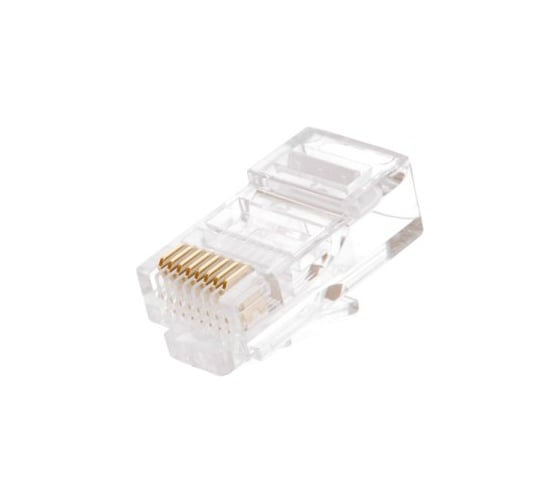 Разъем RJ45/8P8C под витую пару, Кат.5e Класс D, 100МГц, покрытие 3мкд, универсальные ножи, неэкранированный, 1000шт NETLAN EC-UP8P8C-5E-003-TR-1000 1