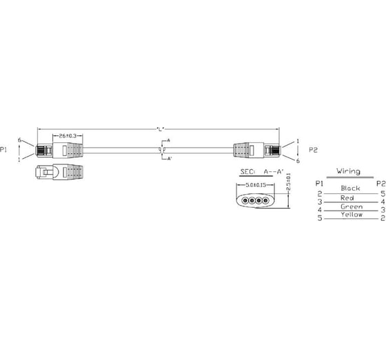 Телефонный патч-корд Hyperline PCM-RJ12-RJ12-5M-WH 373881