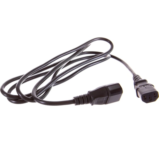 Кабель питания монитор-компьютер IEC 320 C13 - IEC 320 C14 (3x0.75), 10A, прямая вилка, 1.8 м Hyperline PWC-IEC13-IEC14-1.8-BK 34896
