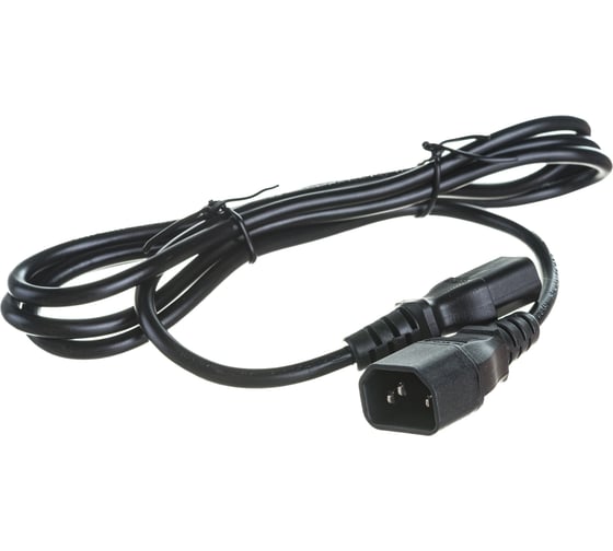 Кабель питания монитор-компьютер IEC 320 C13 - IEC 320 C14 (3x0.75), 10A, прямая вилка, 1.8 м Hyperline PWC-IEC13-IEC14-1.8-BK 34896