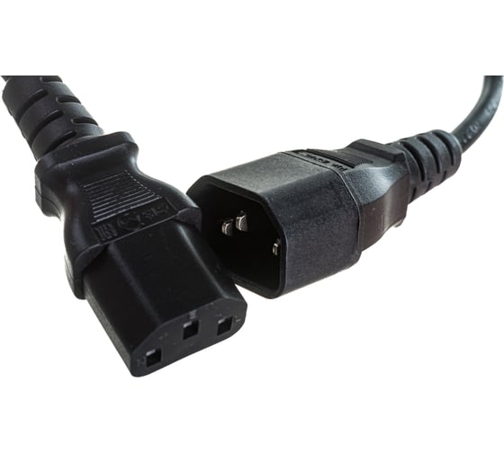 Кабель питания монитор-компьютер IEC 320 C13 - IEC 320 C14 (3x0.75), 10A, прямая вилка, 1.8 м Hyperline PWC-IEC13-IEC14-1.8-BK 34896
