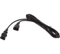 Кабель питания монитор-компьютер IEC 320 C13 - IEC 320 C14 (3x1.00), 10A, прямая вилка, 3 м Hyperline PWC-IEC13-IEC14-3.0-BK 34897