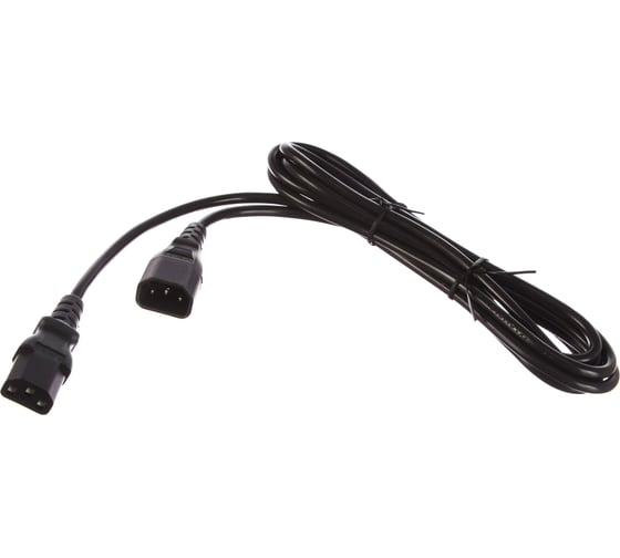 Кабель питания монитор-компьютер IEC 320 C13 - IEC 320 C14 (3x1.00), 10A, прямая вилка, 3 м Hyperline PWC-IEC13-IEC14-3.0-BK 34897 1