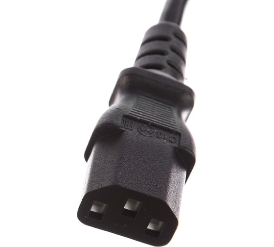 Кабель питания монитор-компьютер IEC 320 C13 - IEC 320 C14 (3x1.00), 10A, прямая вилка, 3 м Hyperline PWC-IEC13-IEC14-3.0-BK 34897