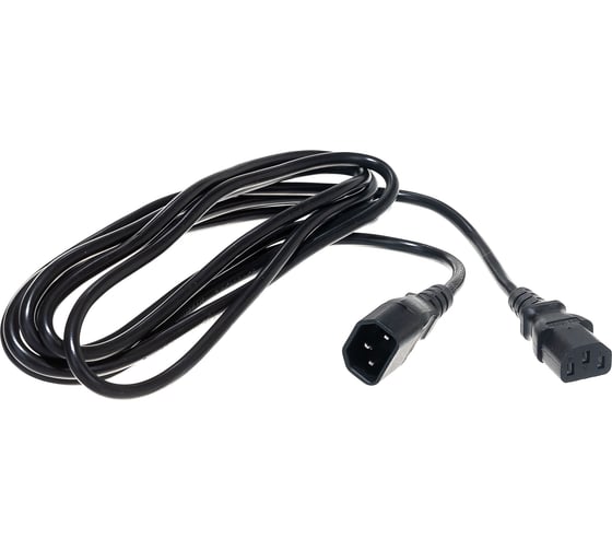 Кабель питания монитор-компьютер IEC 320 C13 - IEC 320 C14 (3x1.00), 10A, прямая вилка, 3 м Hyperline PWC-IEC13-IEC14-3.0-BK 34897