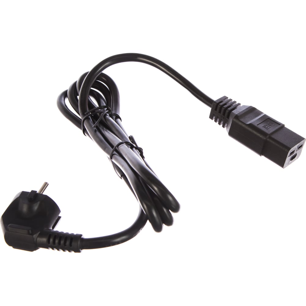 Кабель питания Shucko+C19 (3x1.5), 16A, угловая вилка, 1.8 м Hyperline ...