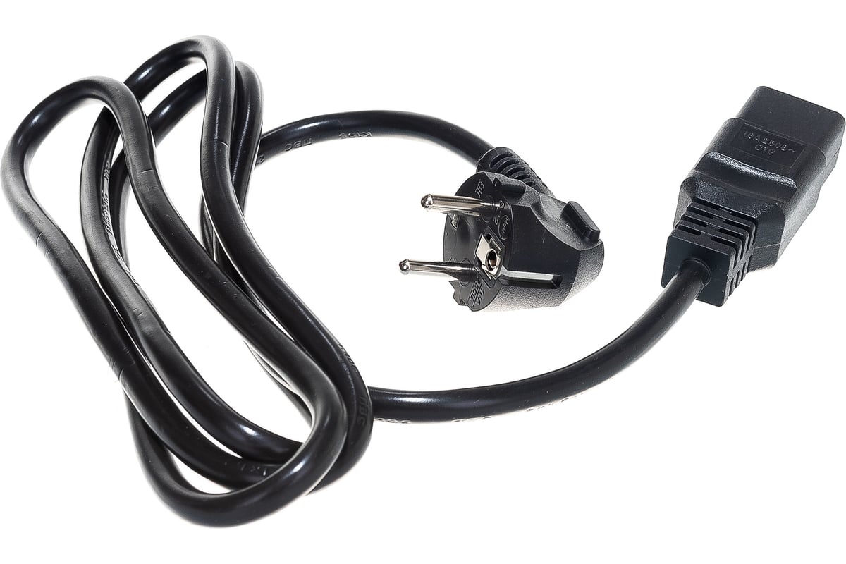 Кабель питания Shucko+C19 (3x1.5), 16A, угловая вилка, 1.8 м Hyperline ...