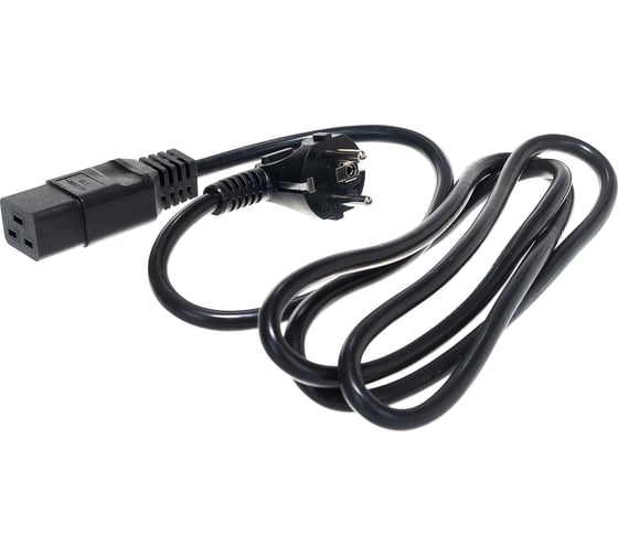 Кабель питания Shucko+C19 (3x1.5), 16A, угловая вилка, 1.8 м Hyperline PWC-IEC19-SHM-1.8-BK 43798