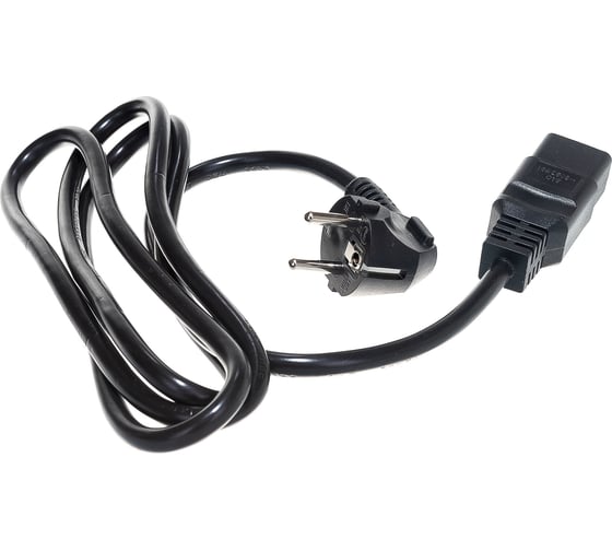 Кабель питания Shucko+C19 (3x1.5), 16A, угловая вилка, 1.8 м Hyperline PWC-IEC19-SHM-1.8-BK 43798