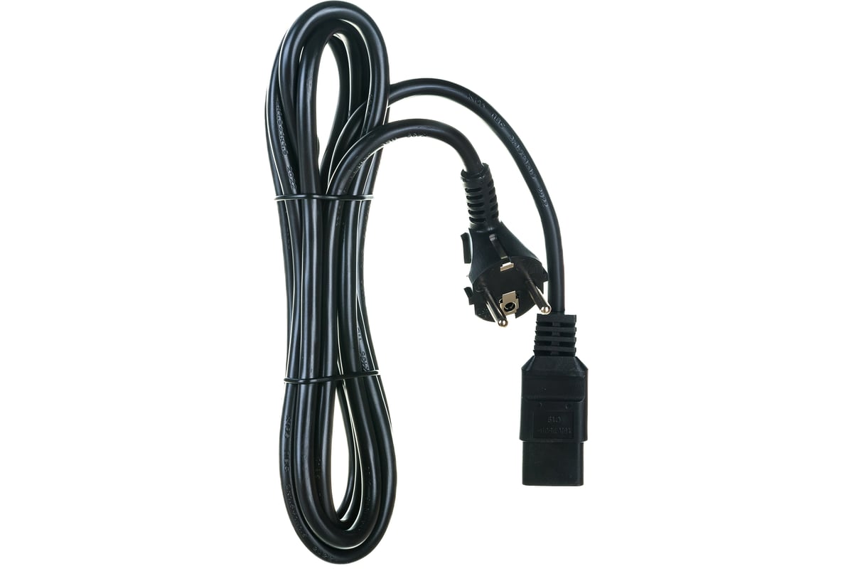 Кабель питания Shucko+C19 (3x1.5), 16A, угловая вилка, 3 м Hyperline ...