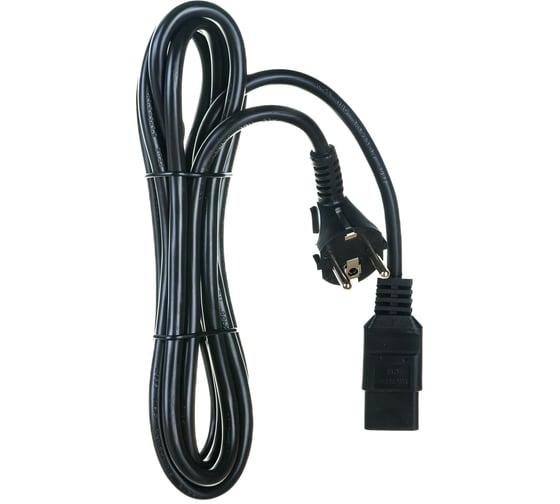 Кабель питания Shucko+C19 (3x1.5), 16A, угловая вилка, 3 м Hyperline PWC-IEC19-SHM-3.0-BK 43799