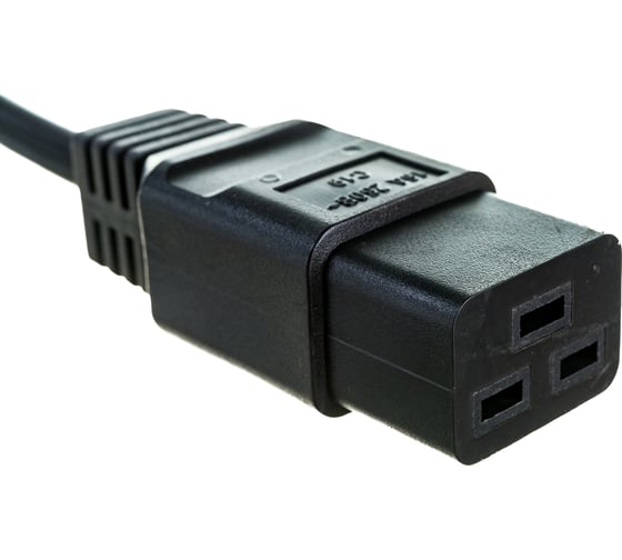 Кабель питания Shucko+C19 (3x1.5), 16A, угловая вилка, 3 м Hyperline PWC-IEC19-SHM-3.0-BK 43799