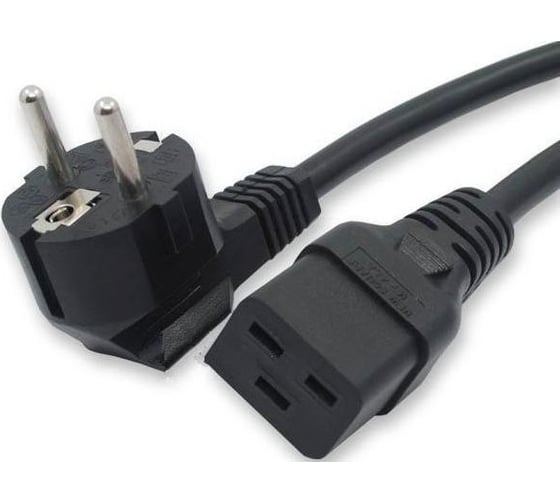Кабель питания Shucko+C19 (3x1.5), 16A, угловая вилка, 5 м Hyperline PWC-IEC19-SHM-5.0-BK 43800