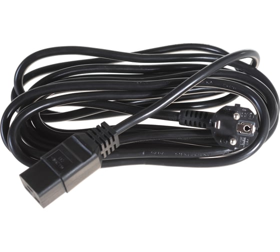 Кабель питания Shucko+C19 (3x1.5), 16A, угловая вилка, 5 м Hyperline PWC-IEC19-SHM-5.0-BK 43800