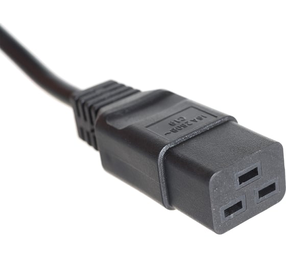 Кабель питания Shucko+C19 (3x1.5), 16A, угловая вилка, 5 м Hyperline PWC-IEC19-SHM-5.0-BK 43800
