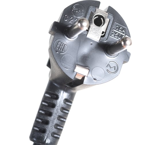 Кабель питания Shucko+C19 (3x1.5), 16A, угловая вилка, 5 м Hyperline PWC-IEC19-SHM-5.0-BK 43800