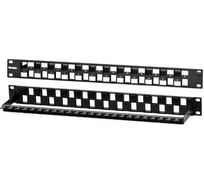 Модульная патч-панель 19", 24 порта, Flat Type, 1U, для модулей Keystone Jack Hyperline PPBL3-19-24S-RM с задним кабельным организатором (без модулей) 34542