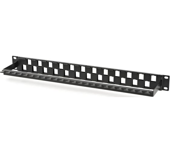 Модульная патч-панель 19", 24 порта, Flat Type, 1U, для модулей Keystone Jack Hyperline PPBL3-19-24S-RM с задним кабельным организатором (без модулей) 34542