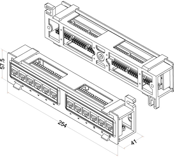 Настенная патч-панель с подставкой, 12 портов RJ-45 8P8C, категория 5е Hyperline PPW-12-8P8C-C5e 15379