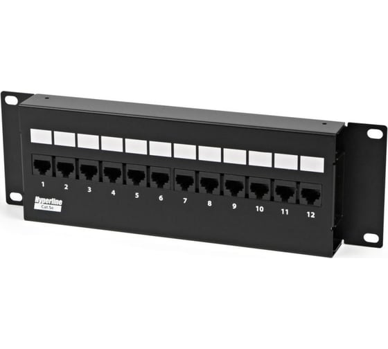 Настенная патч-панель c передним монтажом, 12 портов RJ-45 8P8C, категория 5e Hyperline PPW-12-8P8C-C5e-FR 17709