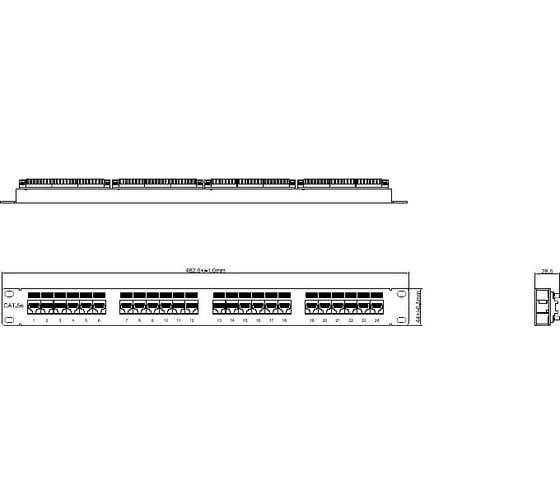 Патч-панель 19", 1U, 24 портов RJ-45, категория 5e, Dual IDC Hyperline PP2-19-24-8P8C-C5e-110D 24449
