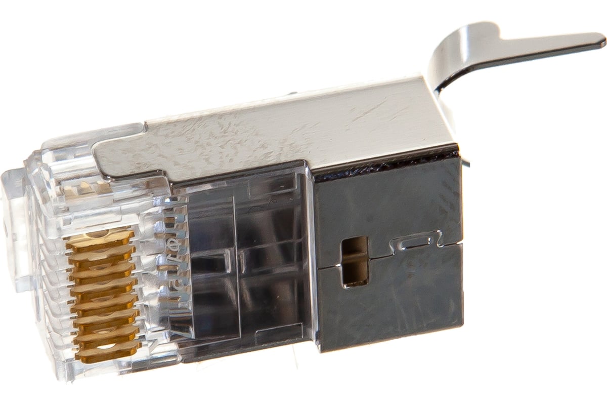 Разъем RJ-45 (8P8C) под витую пару, Hyperline PLUG-8P8C-UV-C6-TW-SH-10 .