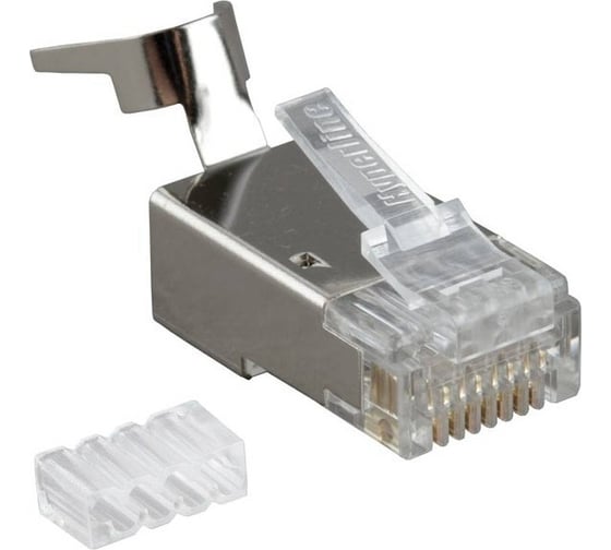 Разъем RJ-45 (8P8C) под витую пару, Hyperline PLUG-8P8C-UV-C6-TW-SH-10 49340