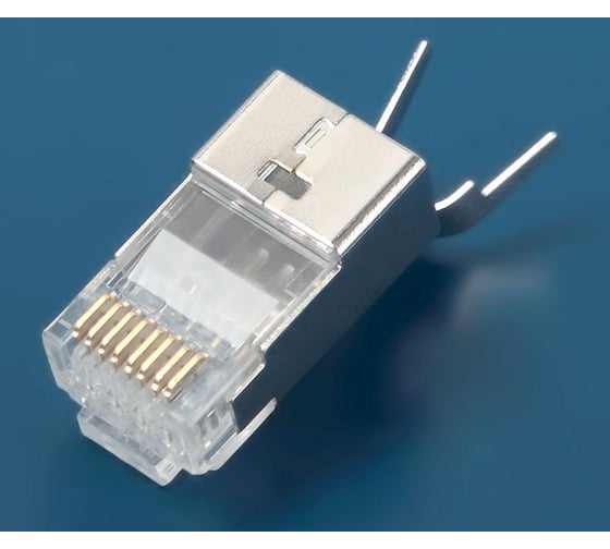 Разъем RJ-45 (8P8C) под витую пару, Hyperline PLUG-8P8C-UV-C6-TW-SH-10 ...