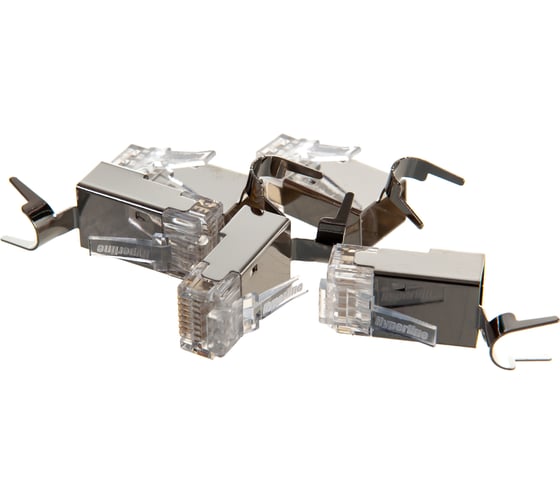 Разъем RJ-45 (8P8C) под витую пару, Hyperline PLUG-8P8C-UV-C6-TW-SH-10 49340