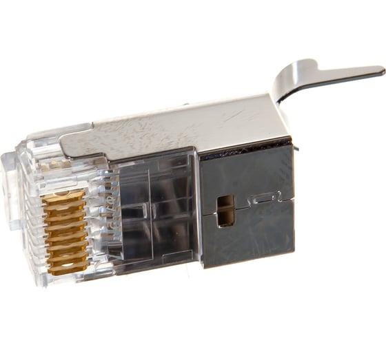 Разъем RJ-45 (8P8C) под витую пару, Hyperline PLUG-8P8C-UV-C6-TW-SH-10 49340