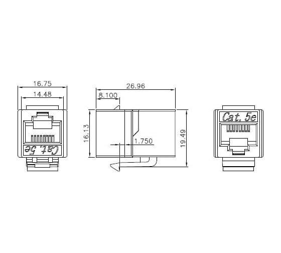 Проходной адаптер (coupler), RJ-45 (8P8C) формата Keystone Jack, категория 5e, 4 пары, белый Hyperline CA2-KJ-C5e-WH 44821