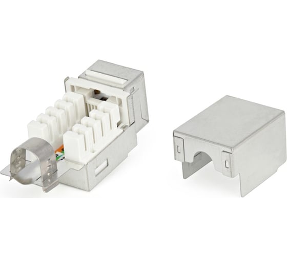 Вставка Keystone Jack RJ-45 8P8C, категория 5e, экранированная, Dual IDC Hyperline KJ2-8P8C-C5e-90-SH-F-WH 373884
