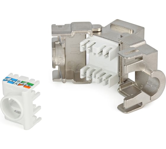 Вставка Keystone Jack RJ-45 8P8C, категория 6a 10G, экранированная, Toolless Hyperline KJ2-8P8C-C6A-180-SH-F-WH 29337