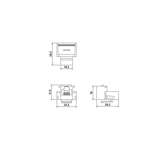 Вставка Keystone Jack, RJ-12 6P6C IDC (Toolless) Hyperline KJ1-6P6C-C2-90-WH 373882