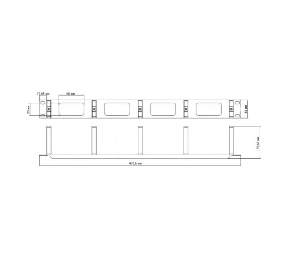 Кабельный организатор с пластиковыми кольцами 19" 1U Hyperline CM-1U-PL 15446