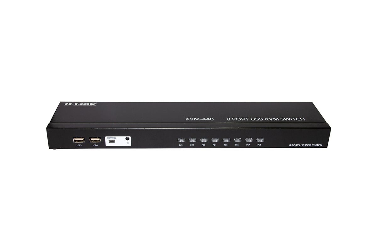 8-портовый kvm-переключатель d-link с портами vga и 4 портами usb  KVM-440/C2A